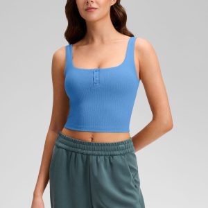 Henley Neck Built In Bra Tank