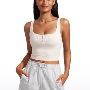 Henley Neck Built In Bra Tank