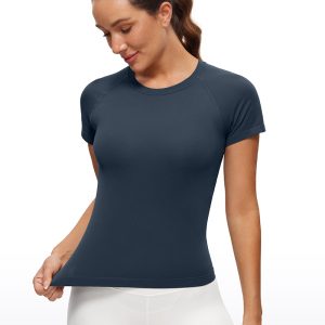 High Neck Short Sleeves Waist Length