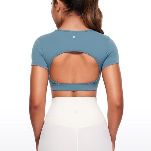 Open Back Cropped Short Sleeves