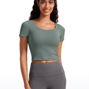 Scoop Neck Cropped Short Sleeves