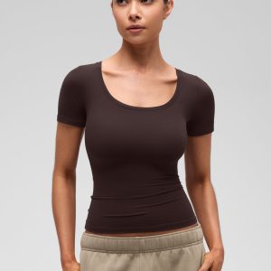 U Neck Tight Fit Short Sleeve
