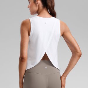 Poly Cotton-Blend Open Split Back Tank