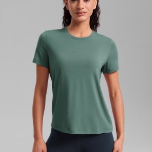 Quick Dry Crewneck Hip Length Short Sleeve