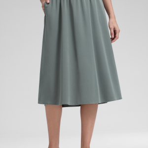 Feathery-Fit Drapey Pockets Midi Skirt