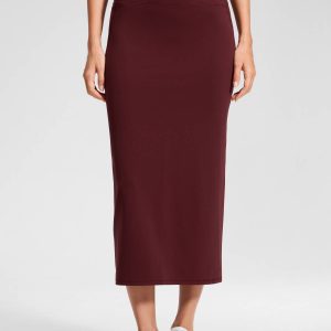 High Rise Back Slit Maxi Pencil Skirt