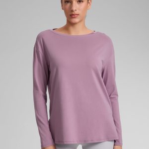 Cotton-Blend Boat Neck Long Sleeve