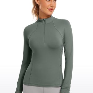 Brushed Thumbhole Half Zip Long Sleeve