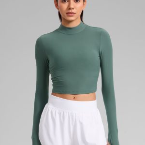 Cloudweight Mock Neck Crop Long Sleeve
